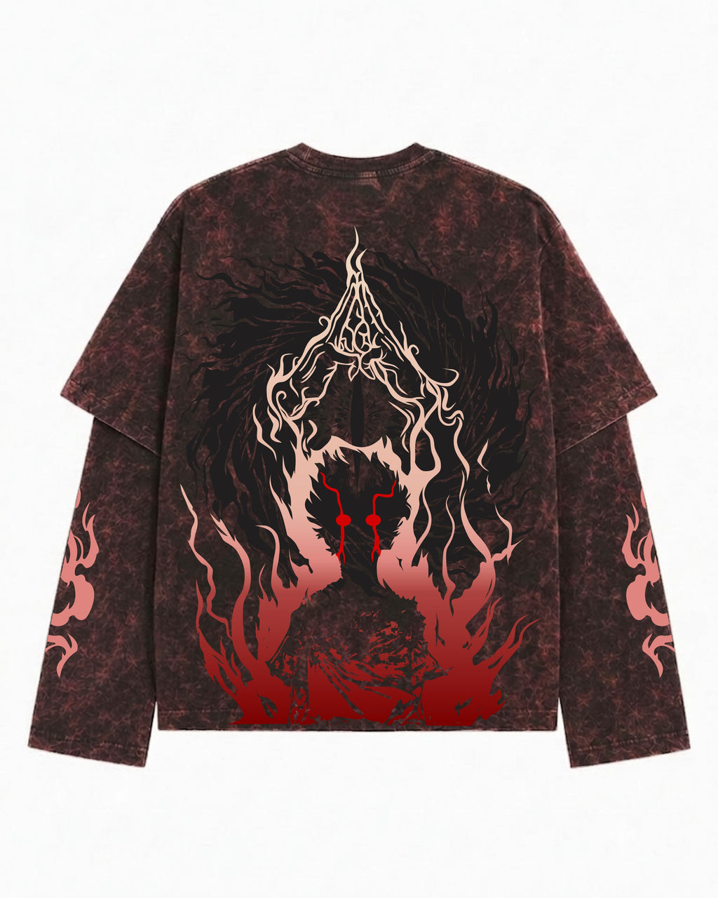 Jujutsu Kaisen Acid Wash Layered Sleeve Oversized T-Shirt