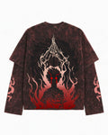 Jujutsu Kaisen Acid Wash Layered Sleeve Oversized T-Shirt