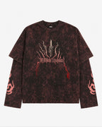 Jujutsu Kaisen Acid Wash Layered Sleeve Oversized T-Shirt