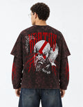 Kratos Acid Wash Layered Full Sleeve Tee — back view on model