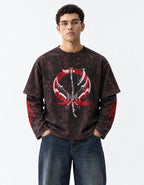 Kratos Acid Wash Layered Full Sleeve Tee — front view on model