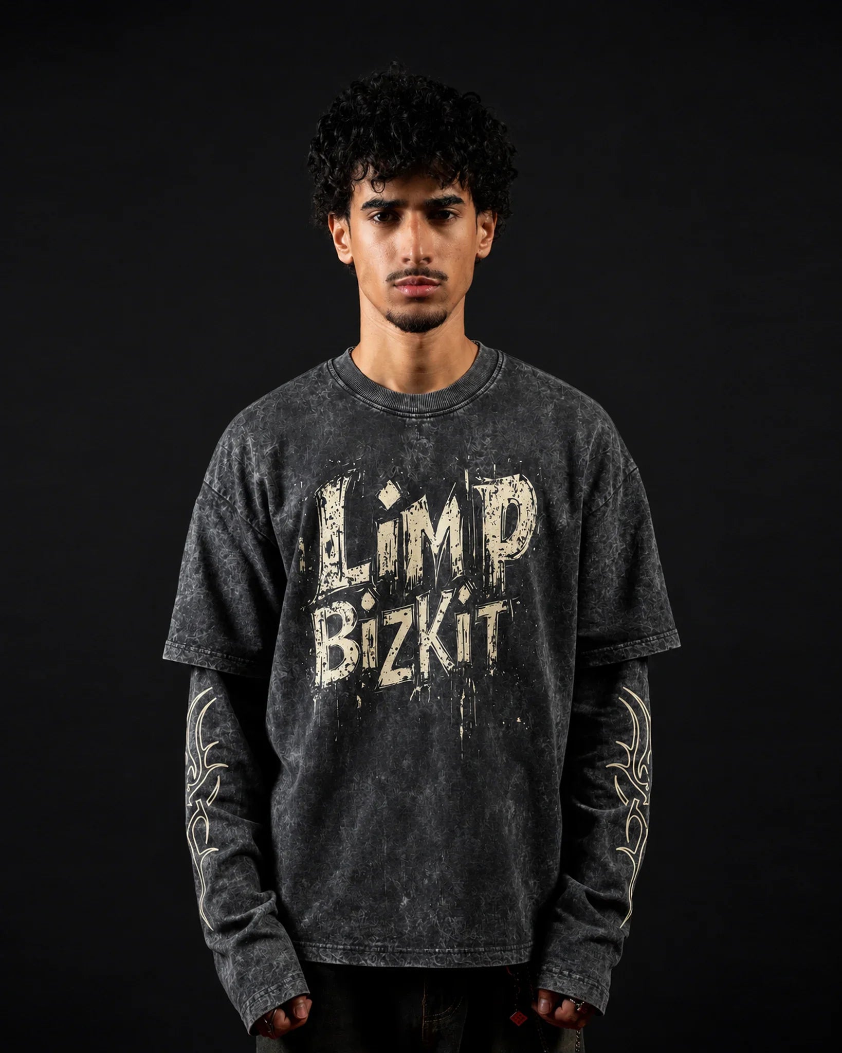 Limp Bizkit Acid Wash Layered Full Sleeve Oversized T-shirt – Jnorss