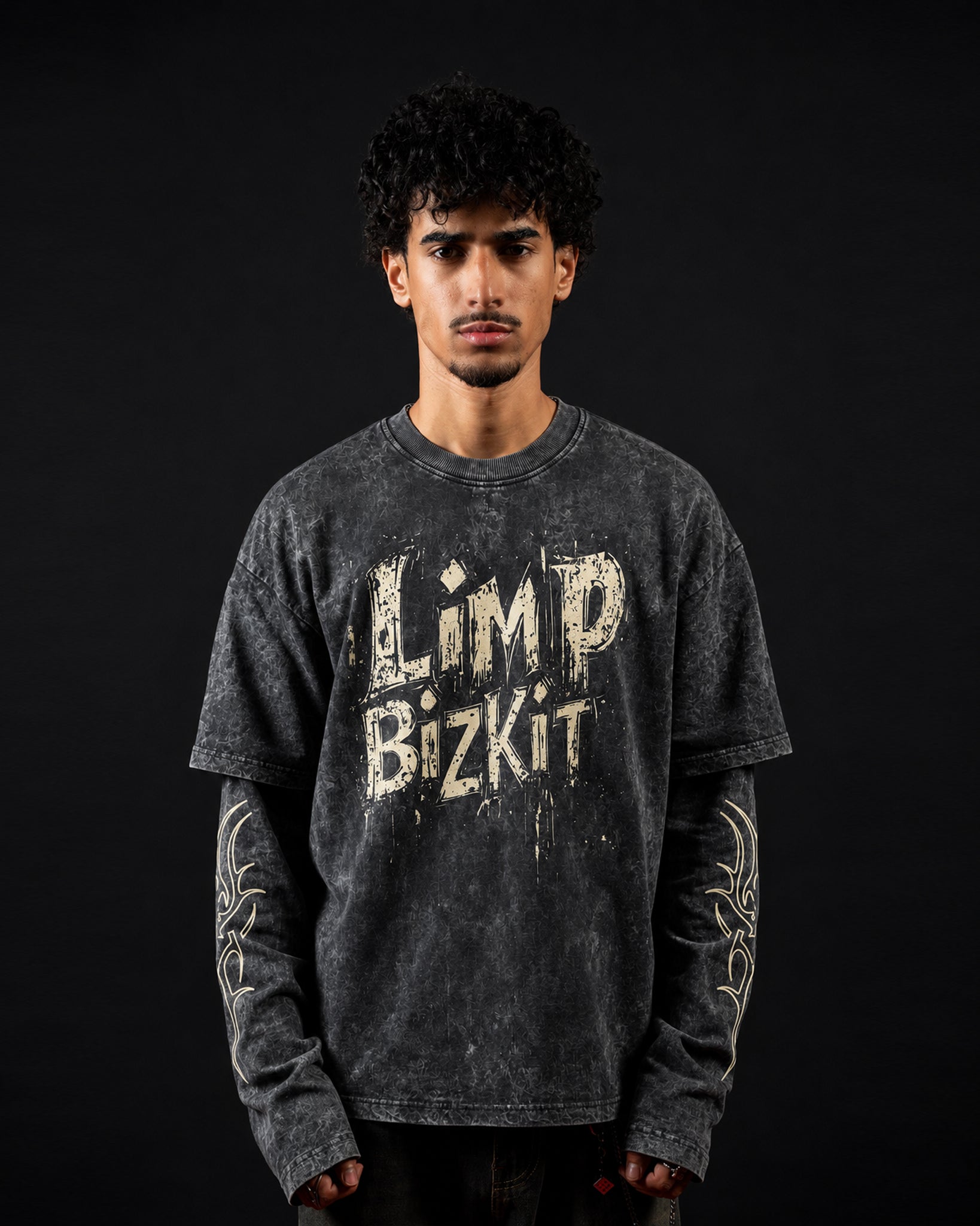 Limp Bizkit Acid Wash Layered Full Sleeve Oversized T-shirt