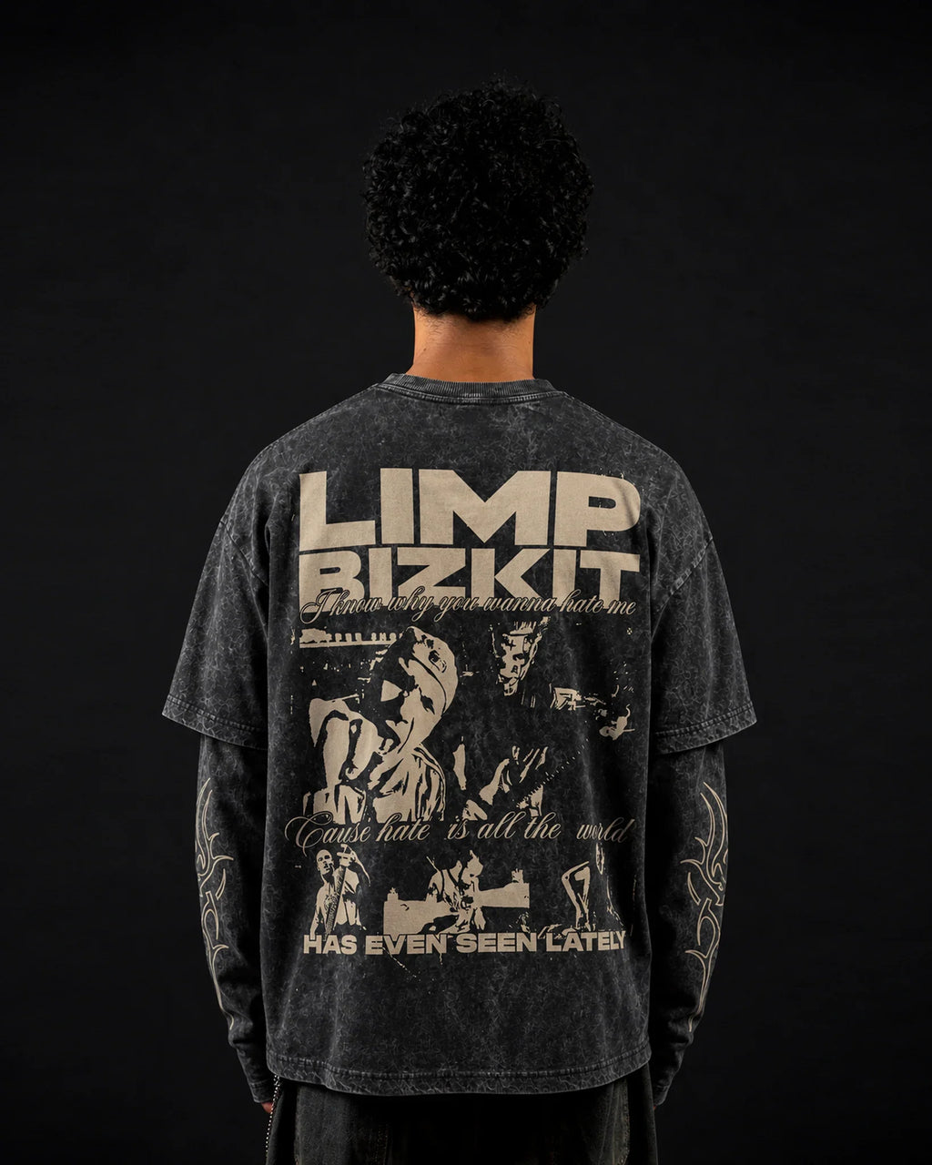 Limp Bizkit Acid Wash Layered Full Sleeve Oversized T-shirt