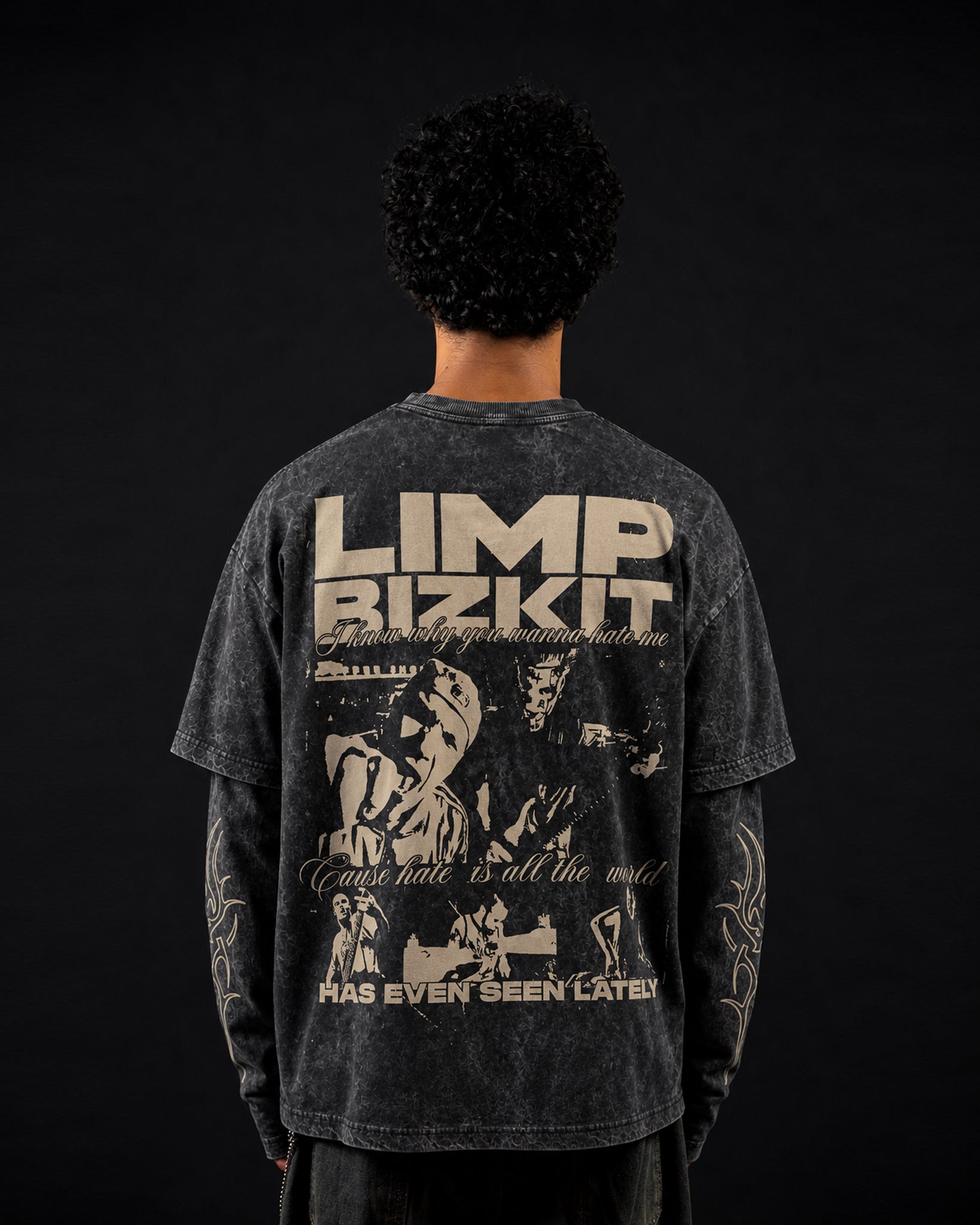 Limp Bizkit Acid Wash Layered Full Sleeve Oversized T-shirt