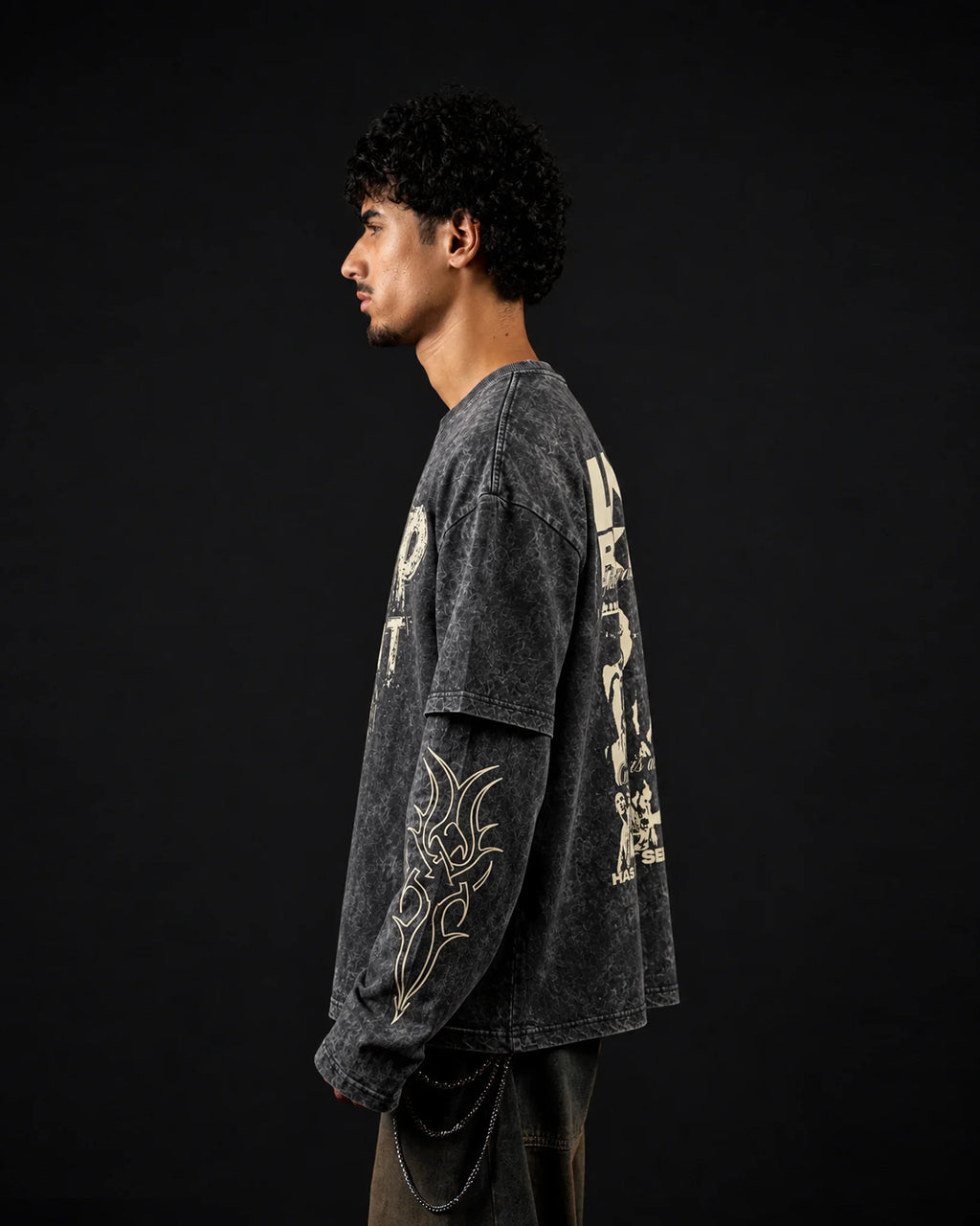 Limp Bizkit Acid Wash Layered Full Sleeve Oversized T-shirt
