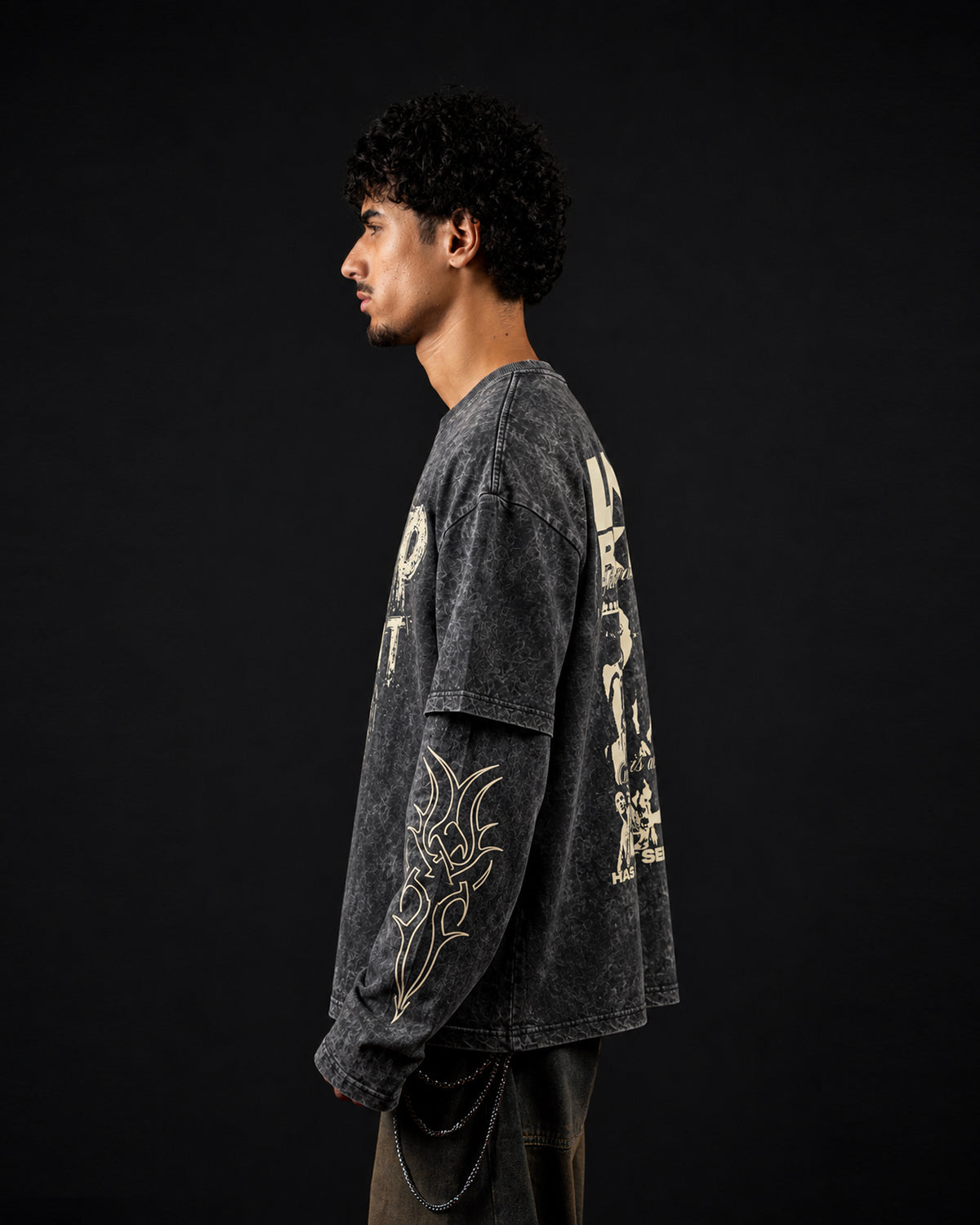 Limp Bizkit Acid Wash Layered Full Sleeve Oversized T-shirt