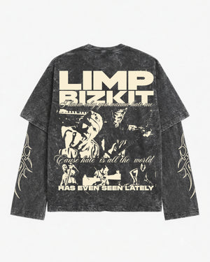 Limp Bizkit Acid Wash Layered Full Sleeve Oversized T-shirt
