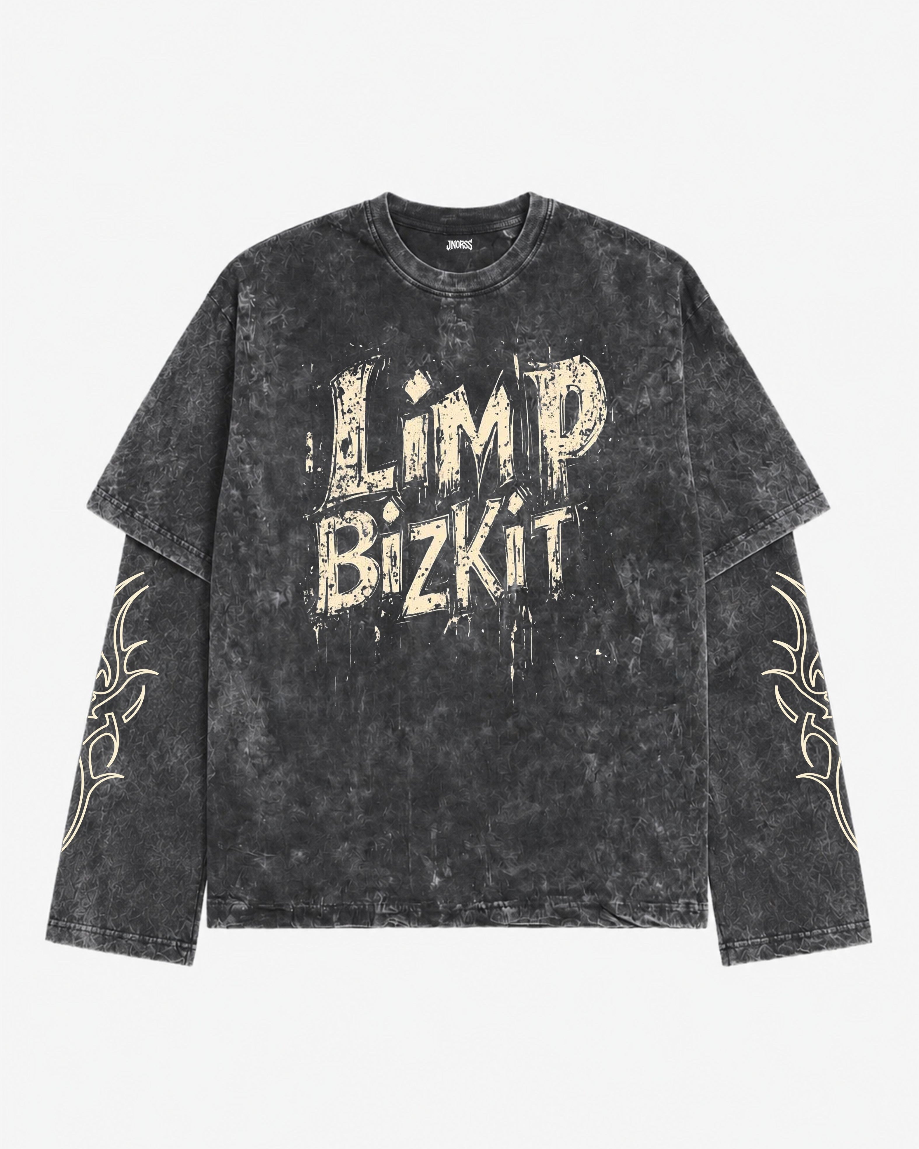 Limp Bizkit Acid Wash Layered Full Sleeve Oversized T-shirt
