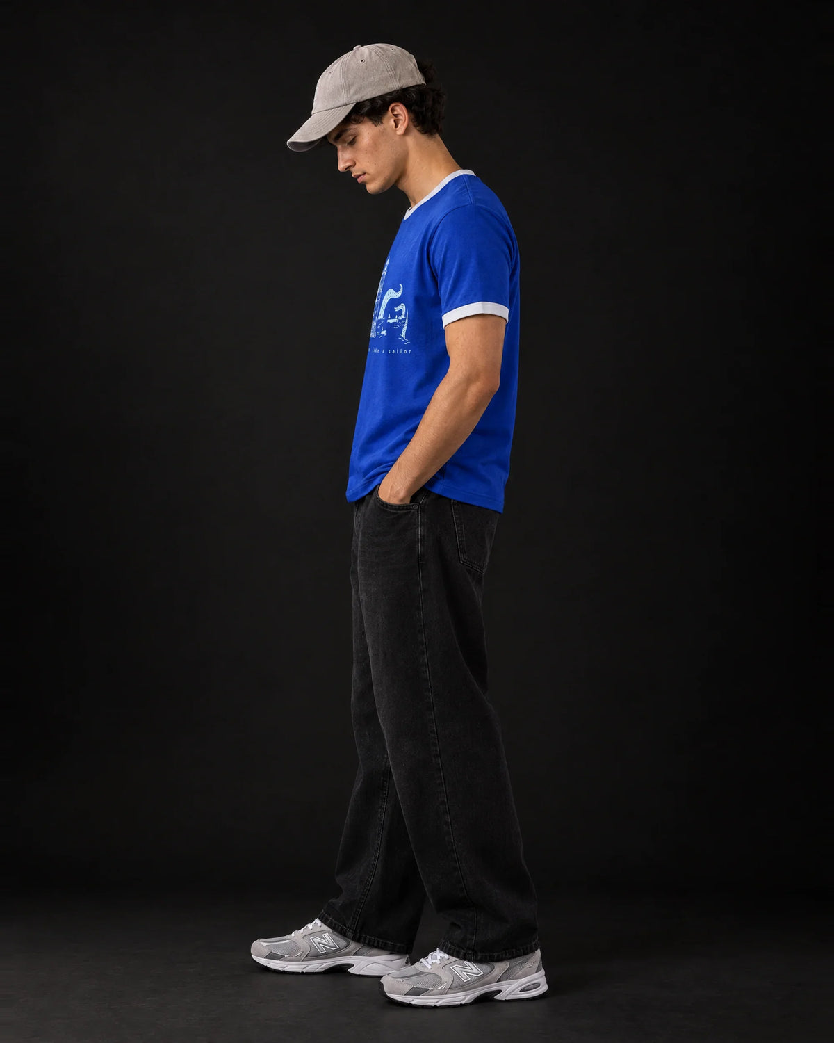 Love Me Like a Sailor Ringer Tee — side view on model