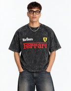 Marlboro Ferrari Monaco Acid Wash Oversized Tee — front view