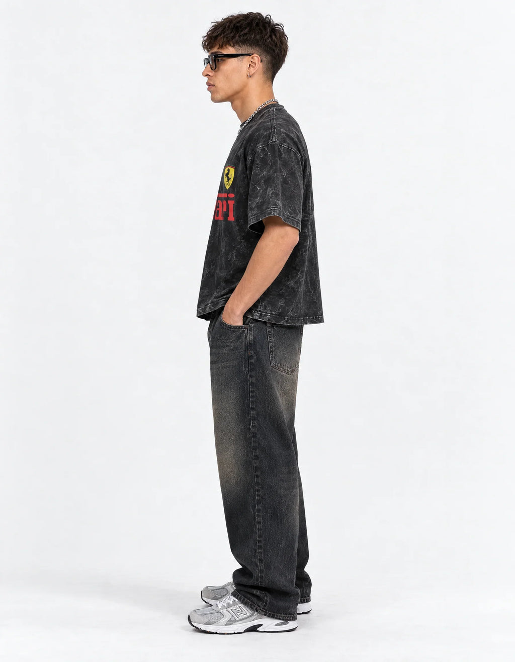 Marlboro Ferrari Monaco Acid Wash Oversized Tee — side view
