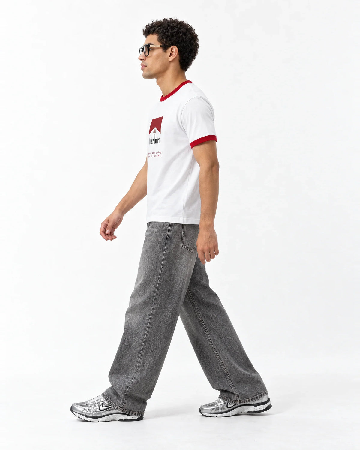 MARLBORO RINGER TEE — side view on model