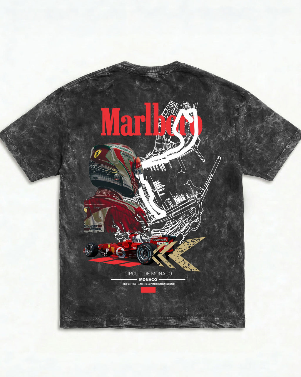 Marlboro Ferrari Monaco Acid Wash Oversized Tee