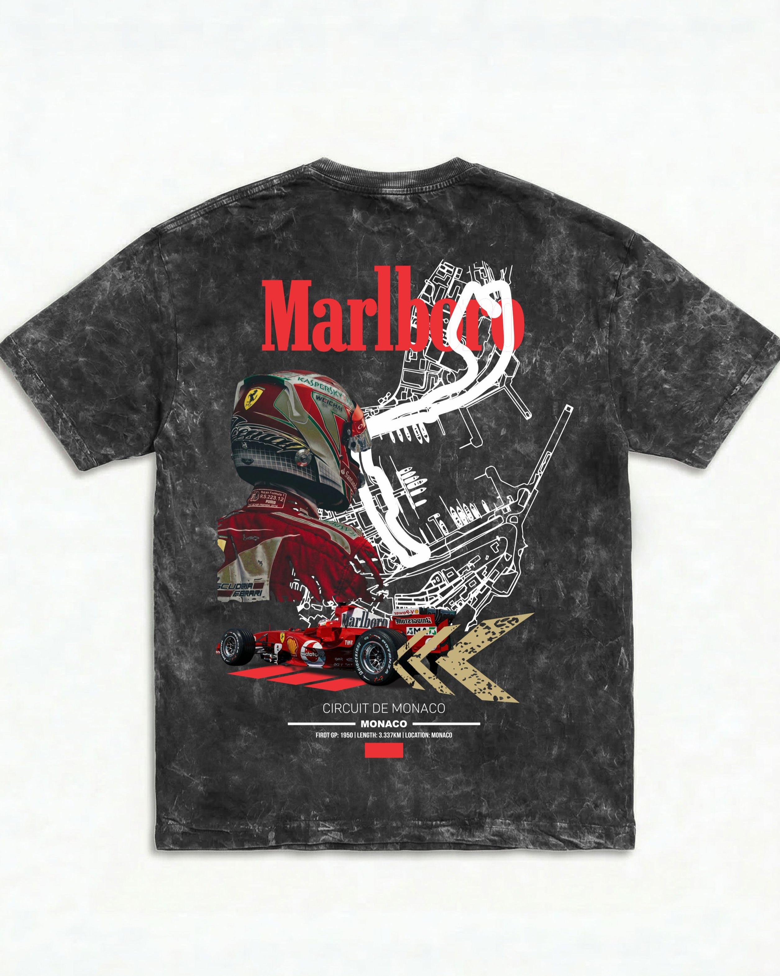 Marlboro Ferrari Monaco Acid Wash Oversized Tee