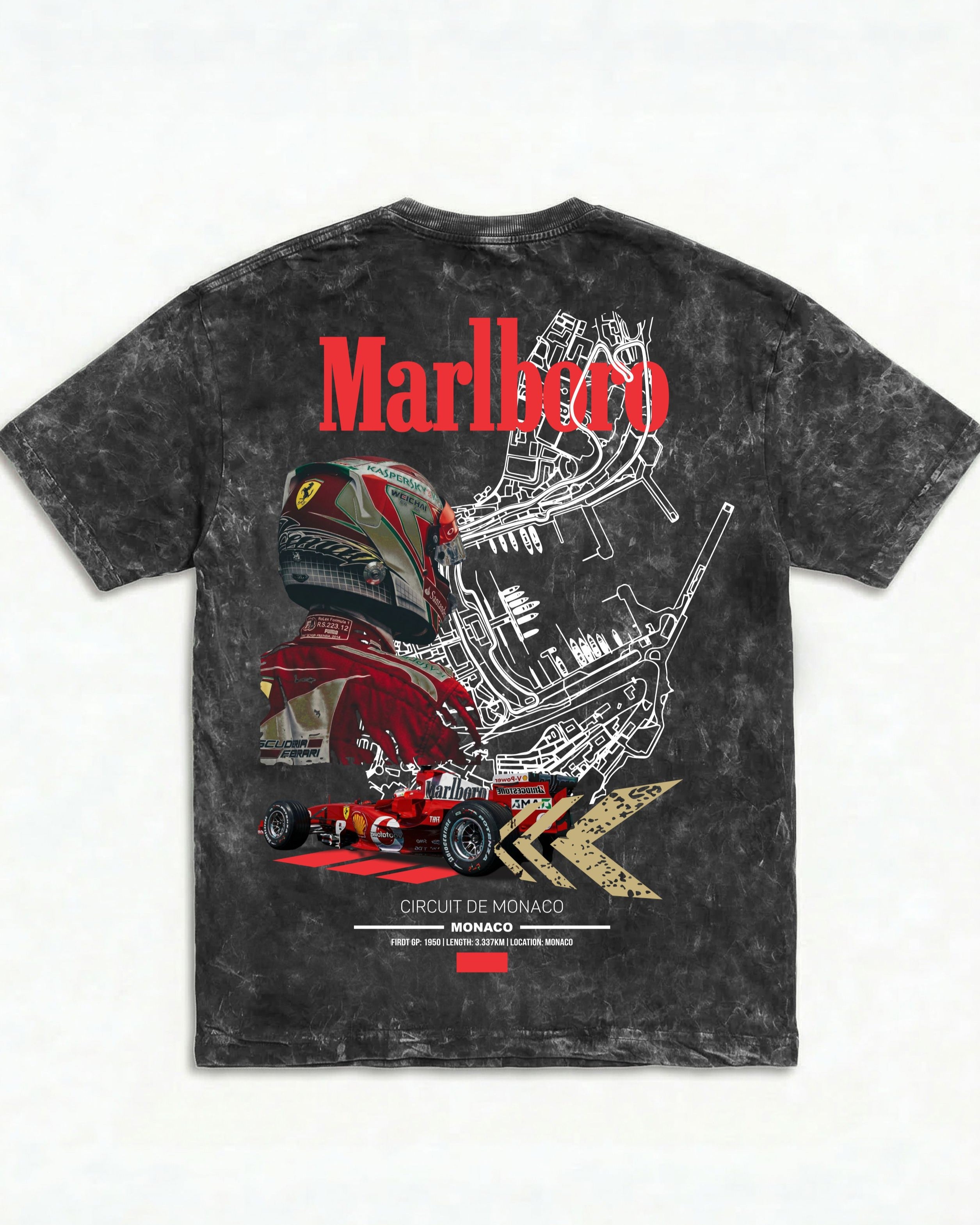 Marlboro Ferrari Monaco Acid Wash Oversized Tee