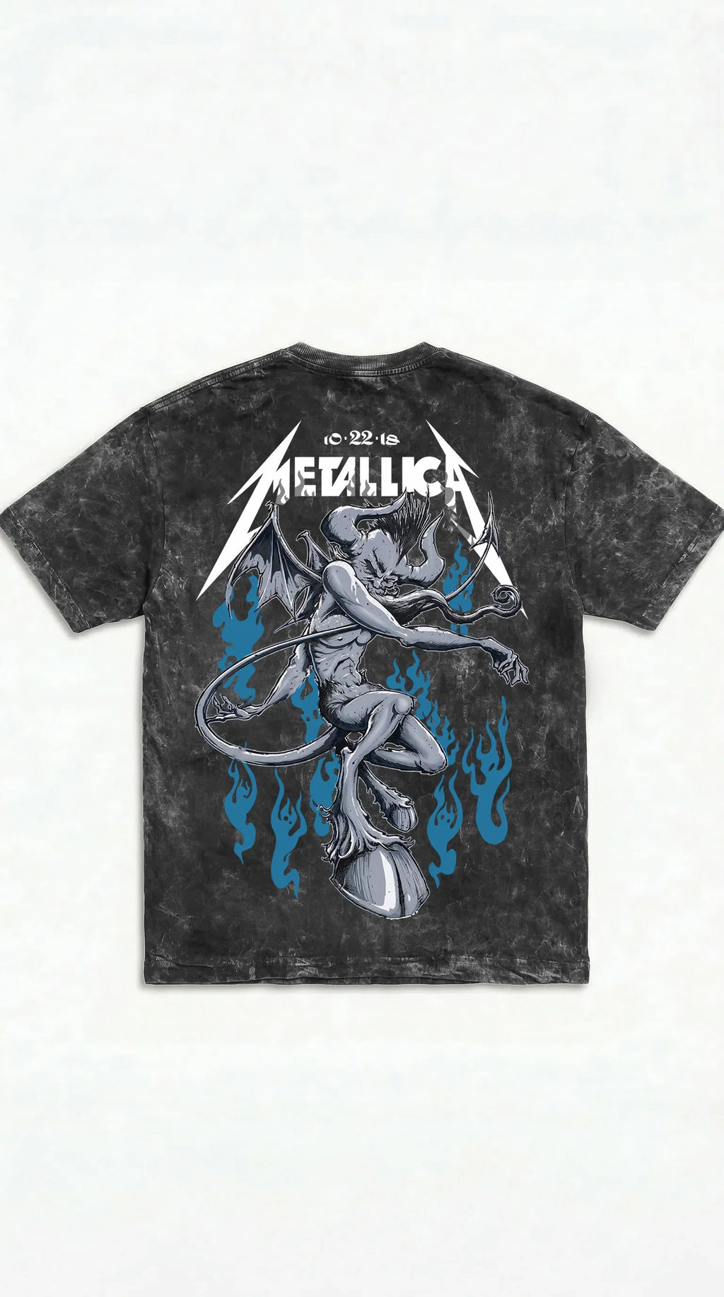 Metallica Flame Demon Boxy Acid Wash Tee