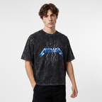 Metallica Flame Demon Boxy Acid Wash Tee