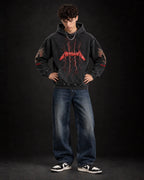 Metallica Electric Thrash Omen - Acid Wash Hoodie - full-body view