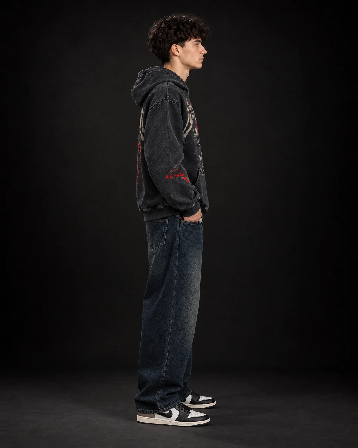 Metallica Electric Thrash Omen - Acid Wash Hoodie - side view