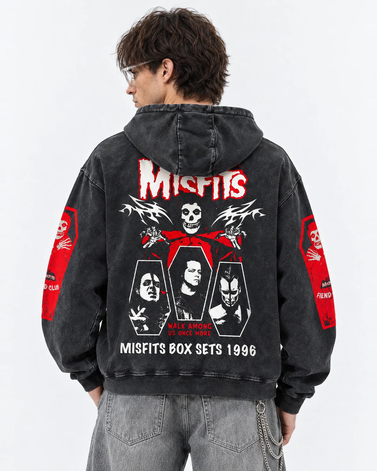 Misfits Legacy Of Brutality - Acid Wash Hoodie - back view