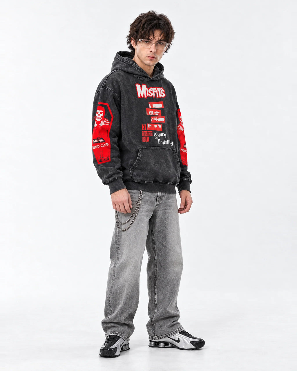Misfits Legacy Of Brutality - Acid Wash Hoodie - full-body view