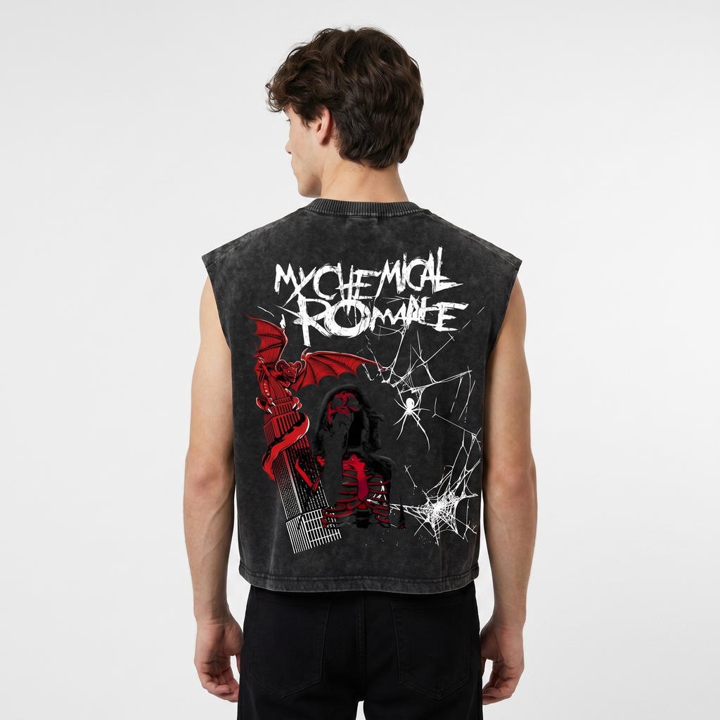 My Chemical Romance Shadow Web Acid Wash Vest
