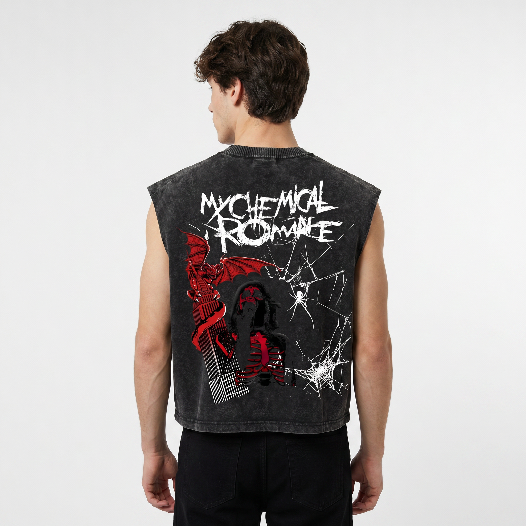 My Chemical Romance Shadow Web Acid Wash Vest