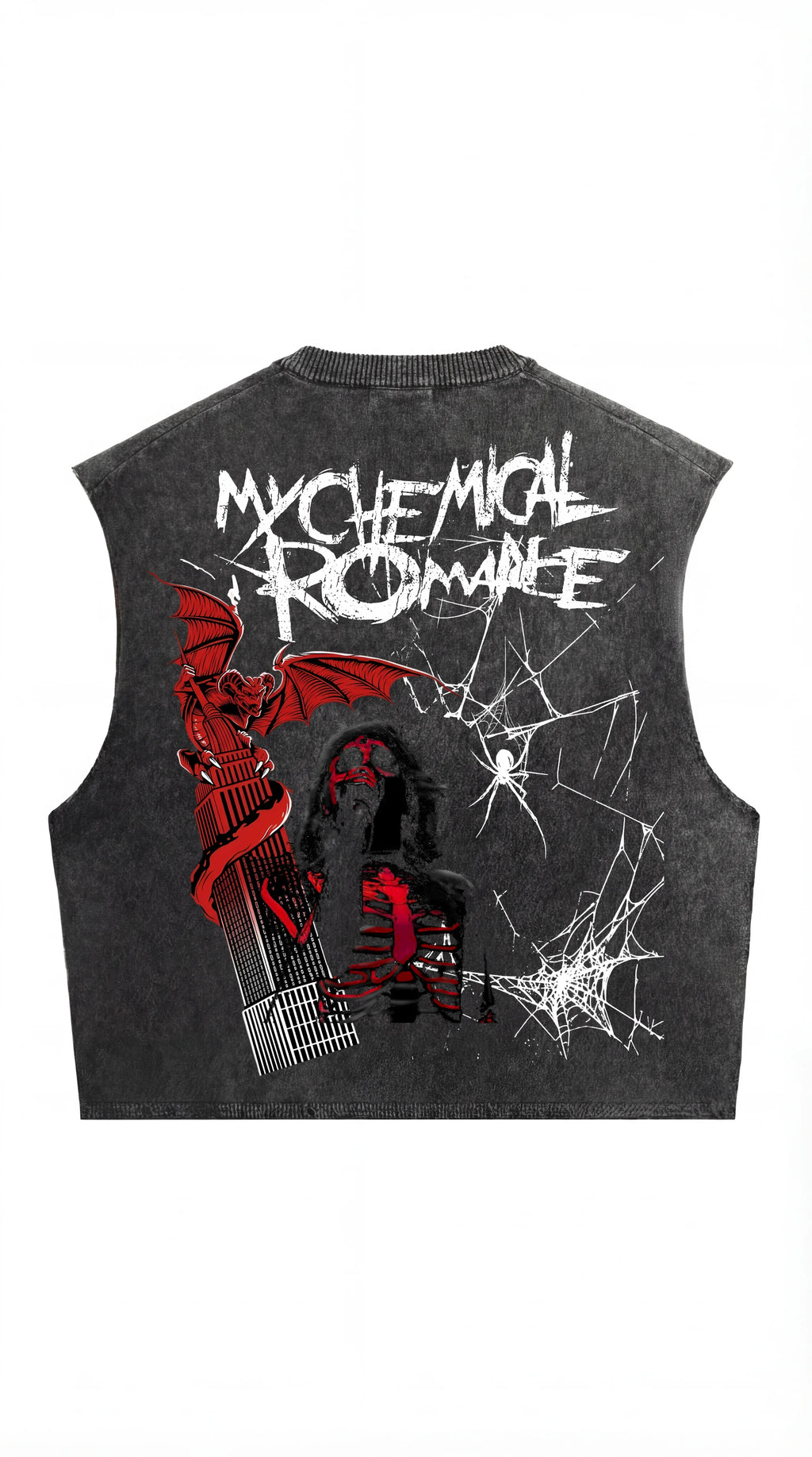 My Chemical Romance Shadow Web Acid Wash Vest