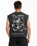 NBHD Sweater Weather Acid Wash Vest – back view on model