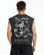 NBHD Sweater Weather Acid Wash Vest – back view on model