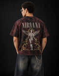 Nirvana "In Utero" Red Acid Wash Oversized T-Shirt — back view