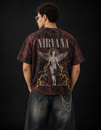 Nirvana "In Utero" Red Acid Wash Oversized T-Shirt — back view
