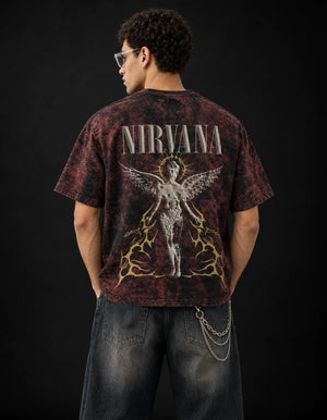 Nirvana "In Utero" Red Acid Wash Oversized T-Shirt