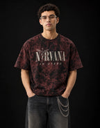 Nirvana "In Utero" Red Acid Wash Oversized T-Shirt — front view