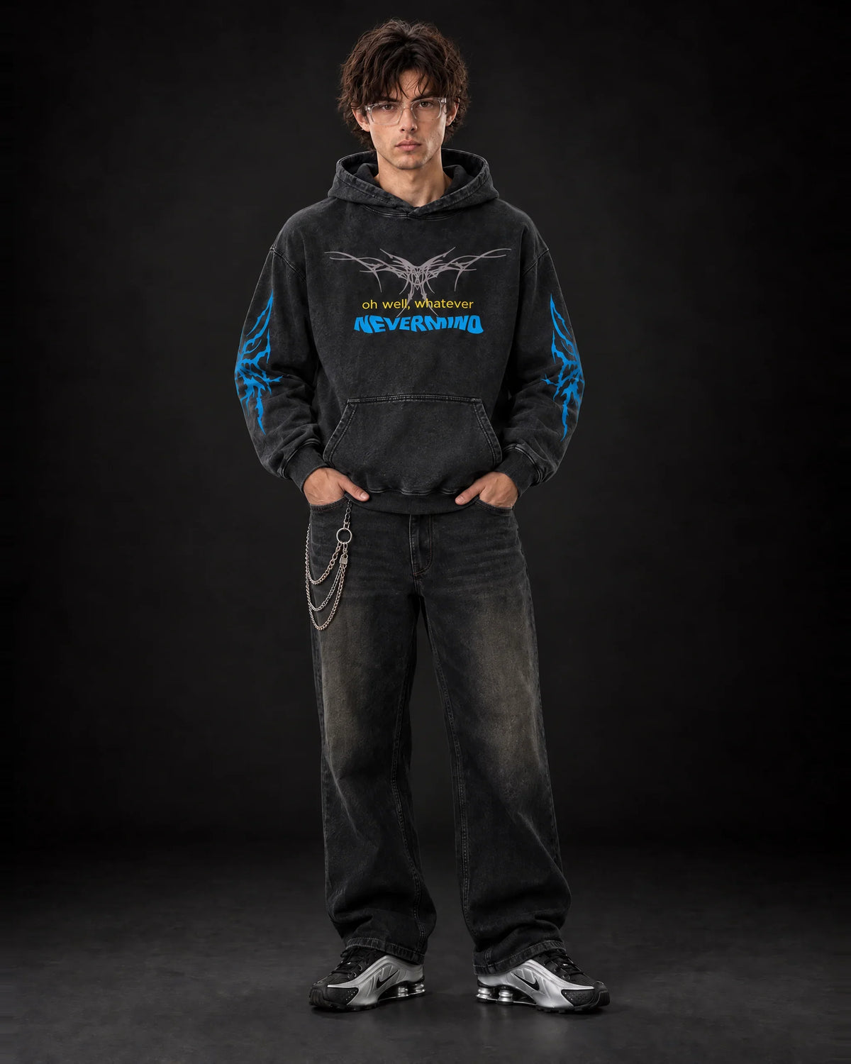 Nirvana Nevermind Youth Decay – Acid Wash Hoodie - full-body view