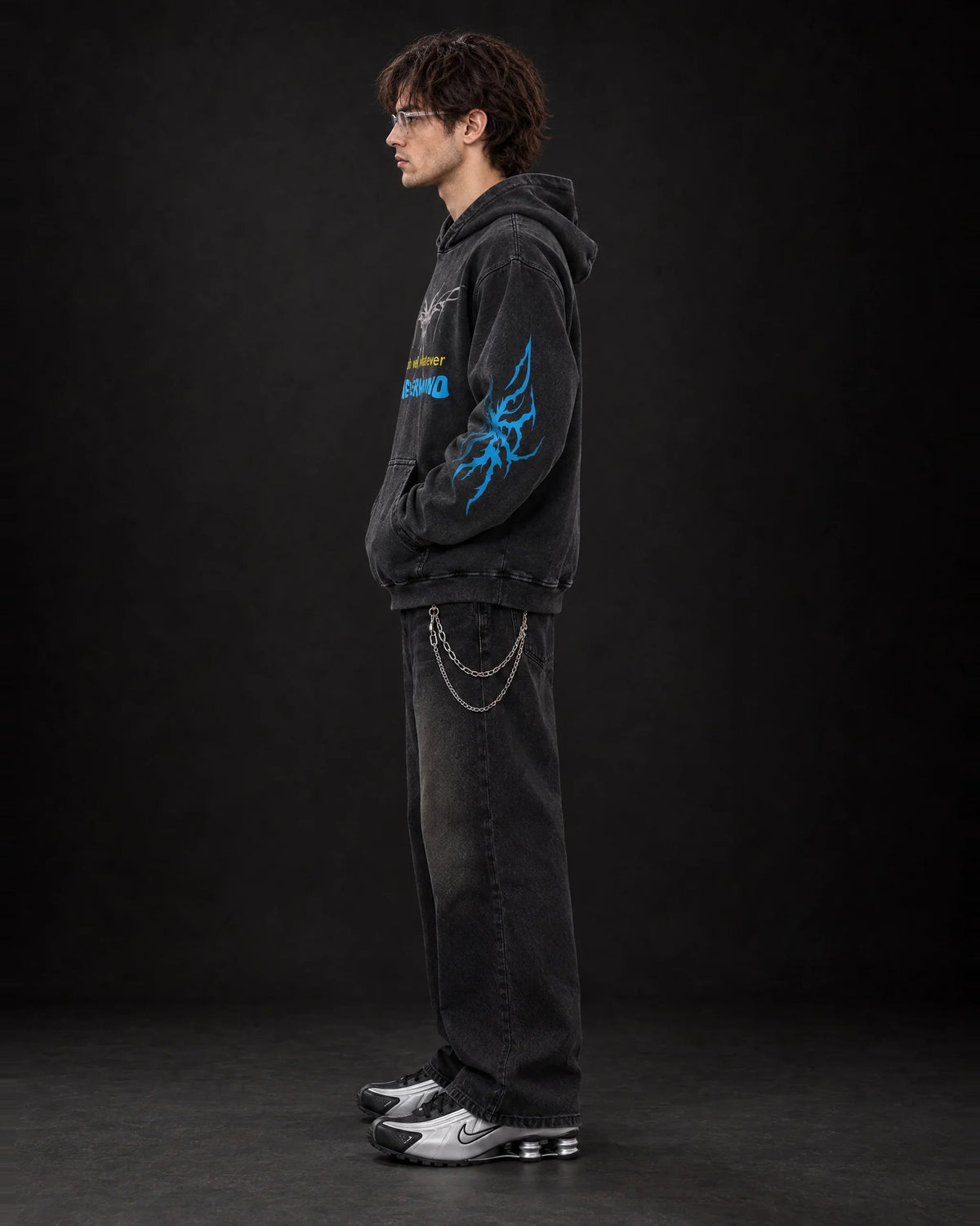 Nirvana Nevermind Youth Decay – Acid Wash Hoodie - side view