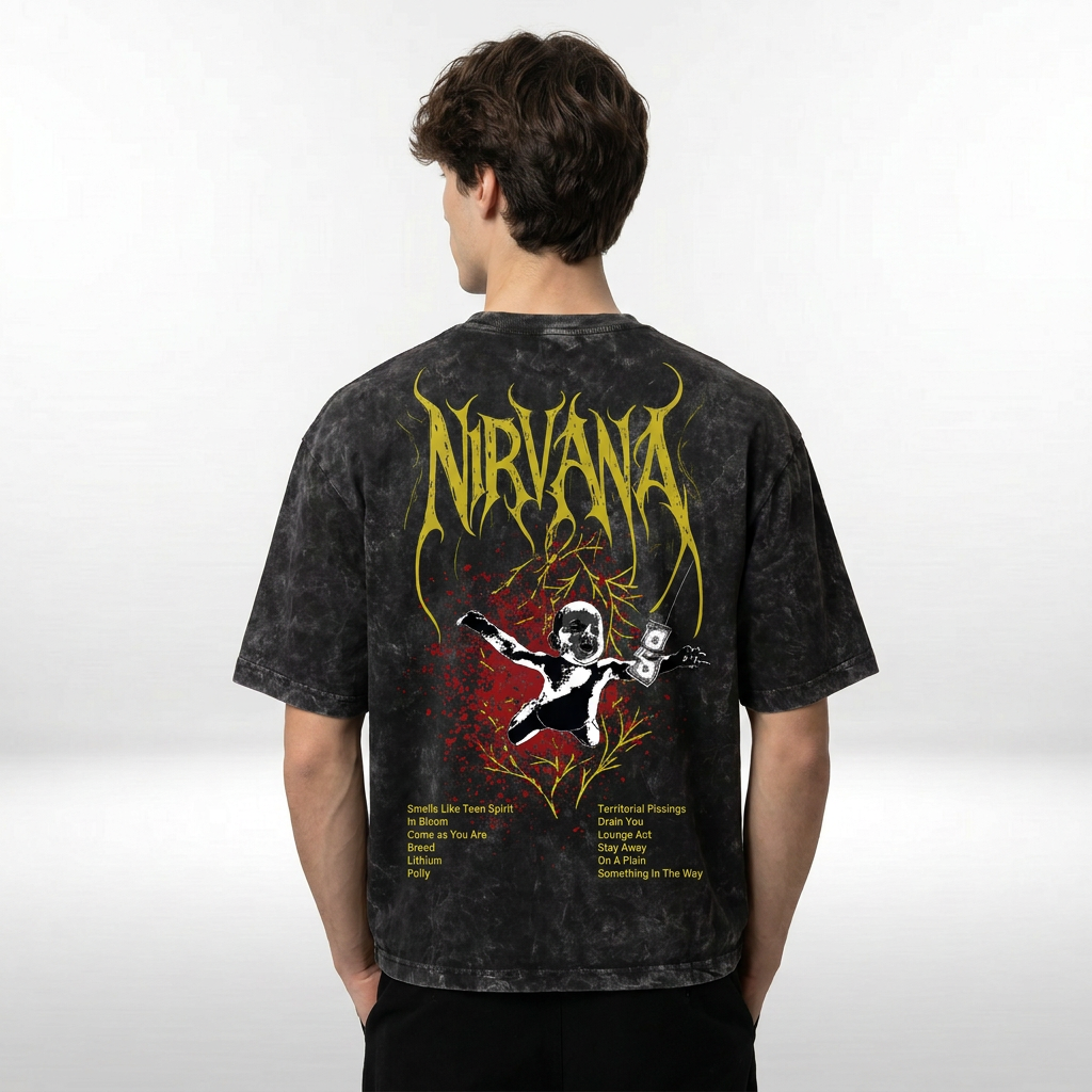 Nirvana Grunge Rebellion Acid Wash Tee