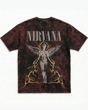 Nirvana "In Utero" Red Acid Wash Oversized T-Shirt