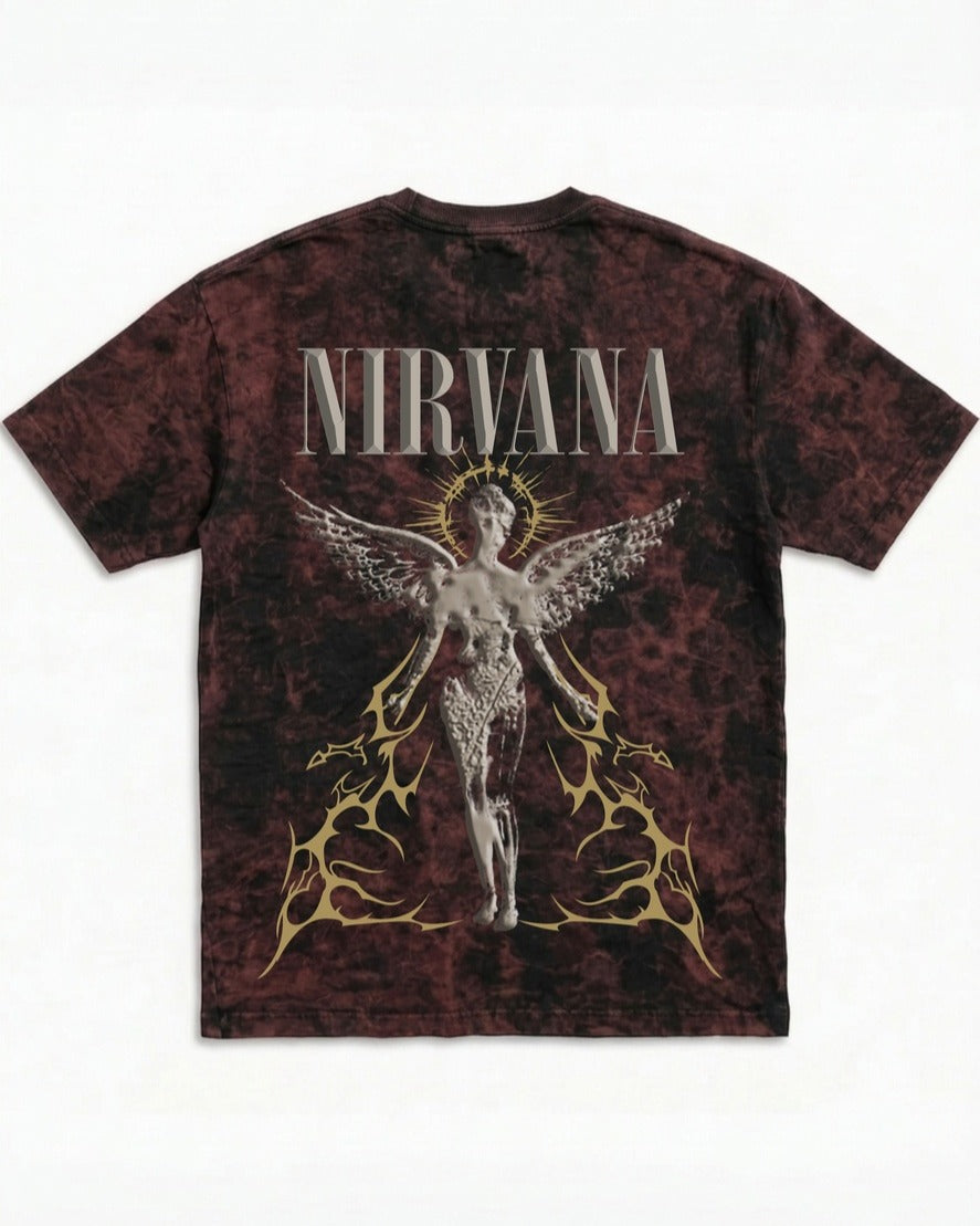 Nirvana "In Utero" Red Acid Wash Oversized T-Shirt