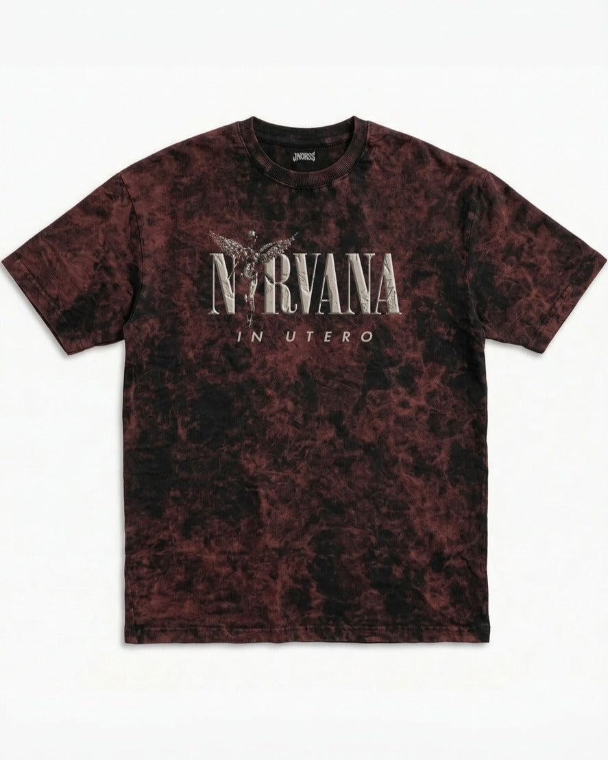 Nirvana "In Utero" Red Acid Wash Oversized T-Shirt