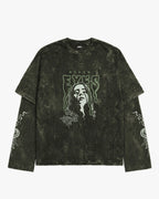 Ocean Eyes Acid Wash Layered Full Sleeve Oversized T-shirt