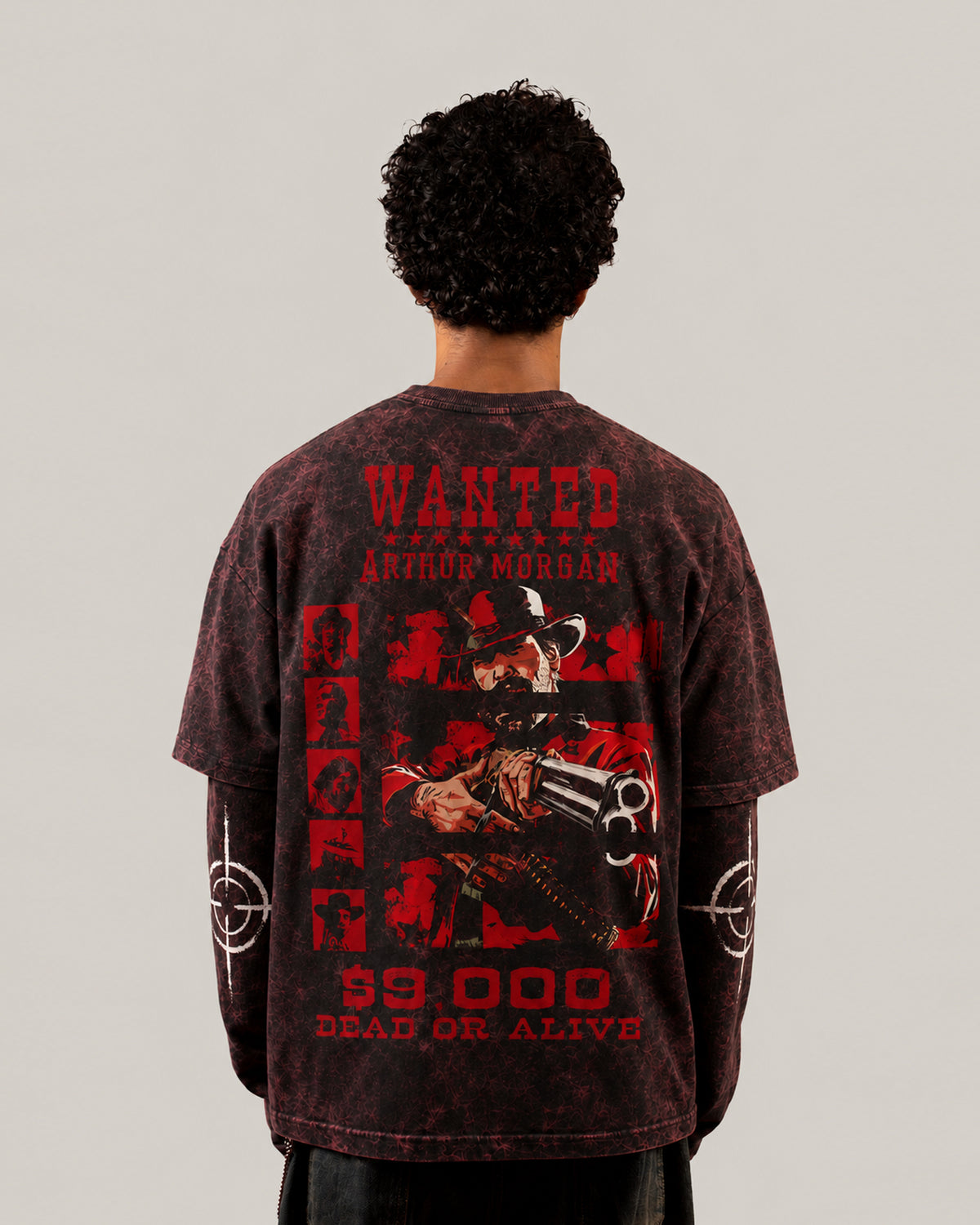 Arthur Morgan Wanted Long Sleeve Acid Wash Tee