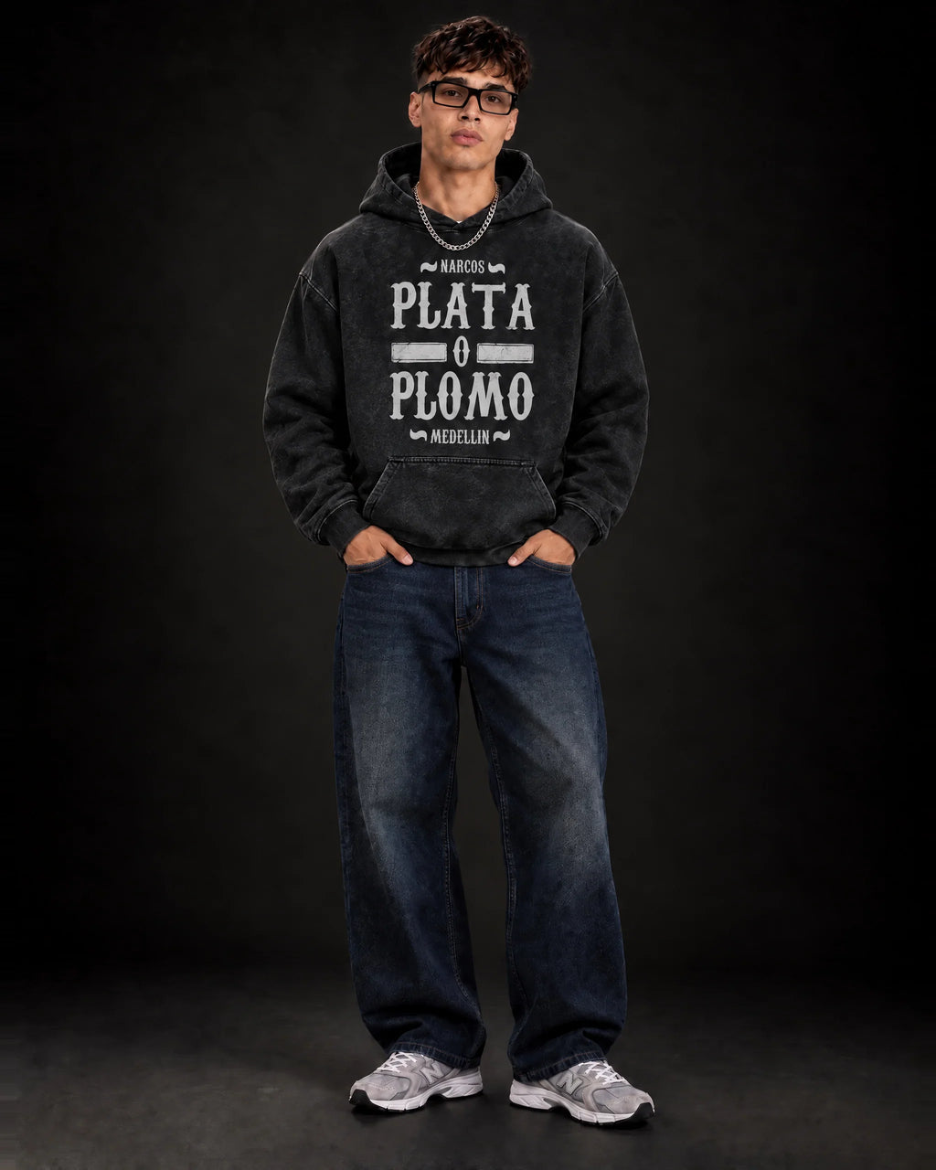 Pablo Escobar Shadow Empire - Acid Wash Hoodie - full-body view