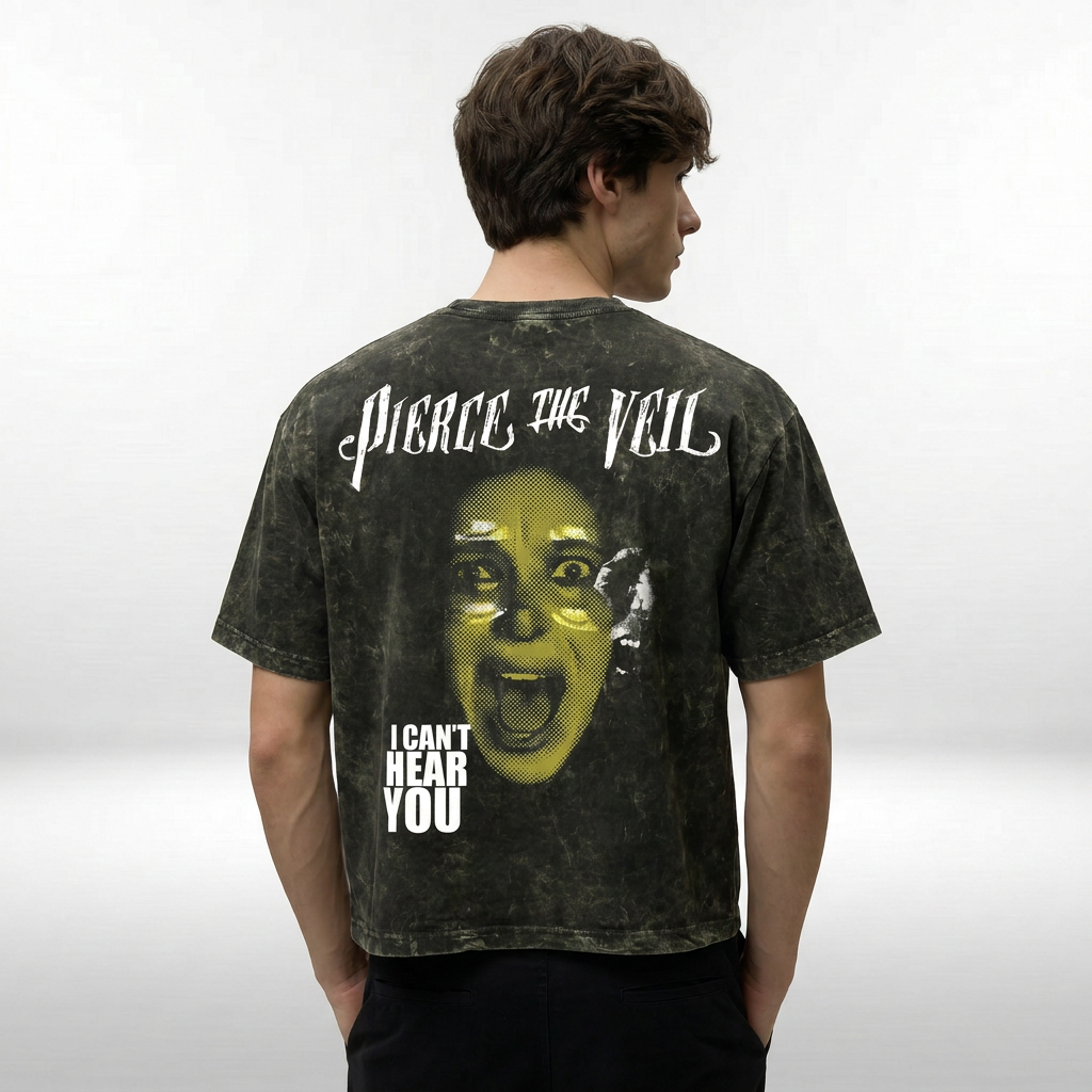 Pierce The Veil Chaos Scream Boxy Acid Wash Tee