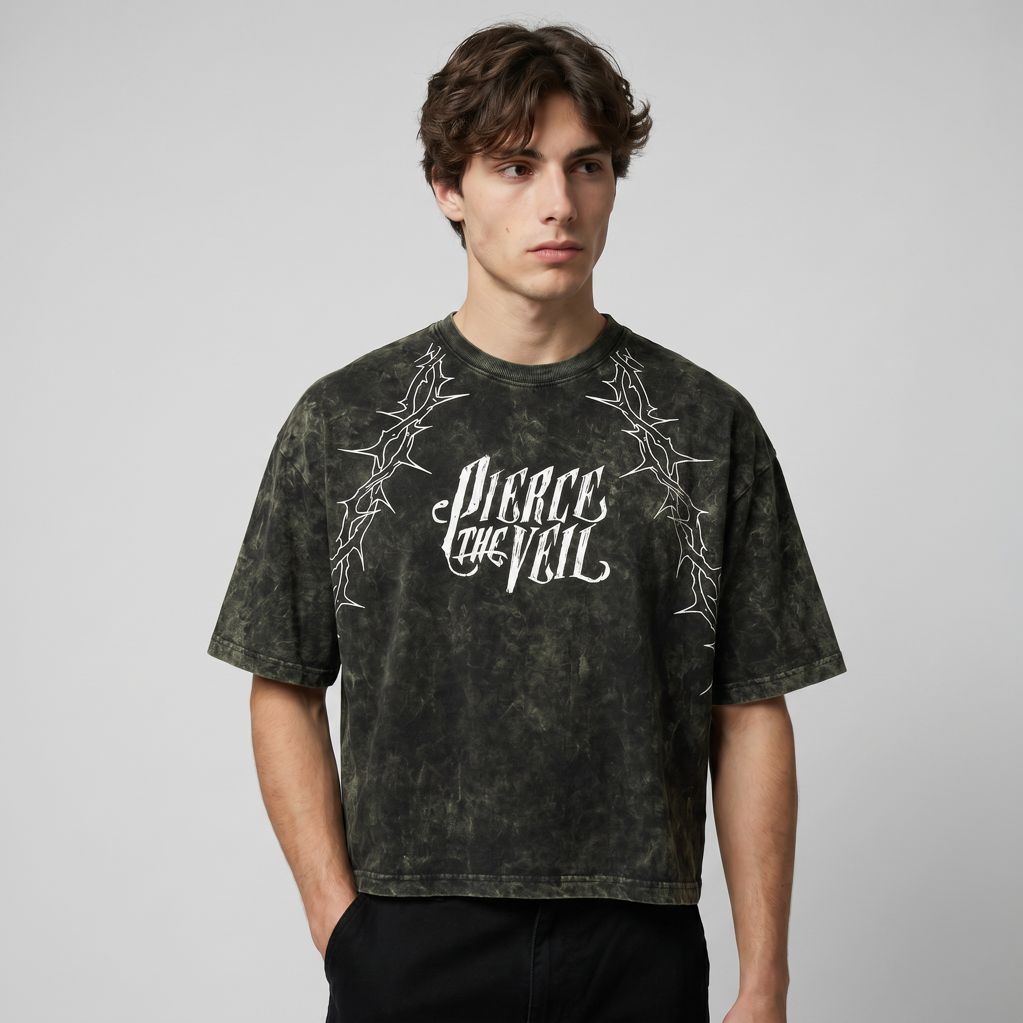 Pierce The Veil Chaos Scream Boxy Acid Wash Tee