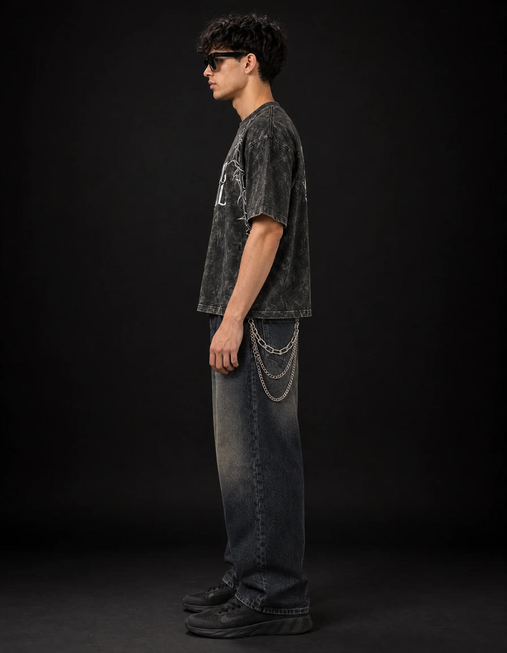 Pierce The Veil Chaos Scream Boxy Acid Wash Tee — side view