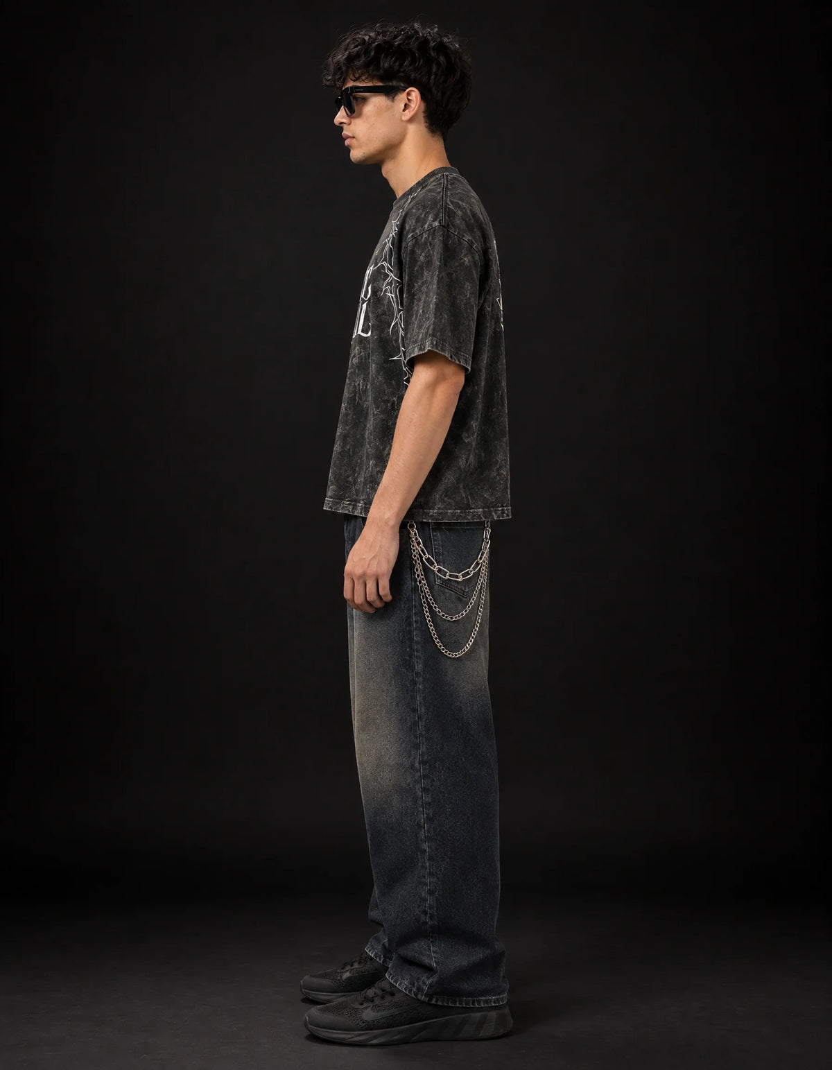 Pierce The Veil Chaos Scream Boxy Acid Wash Tee — side view