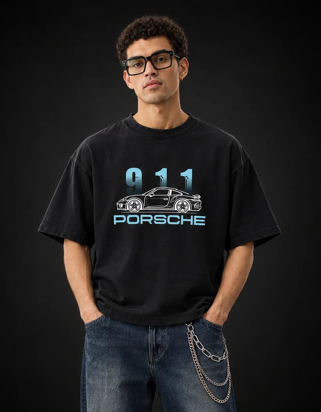 Porsche 911 Carrera Oversized Tee – full body view