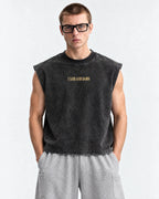 Pulp Fiction Drip Oversized Vest – front view on model